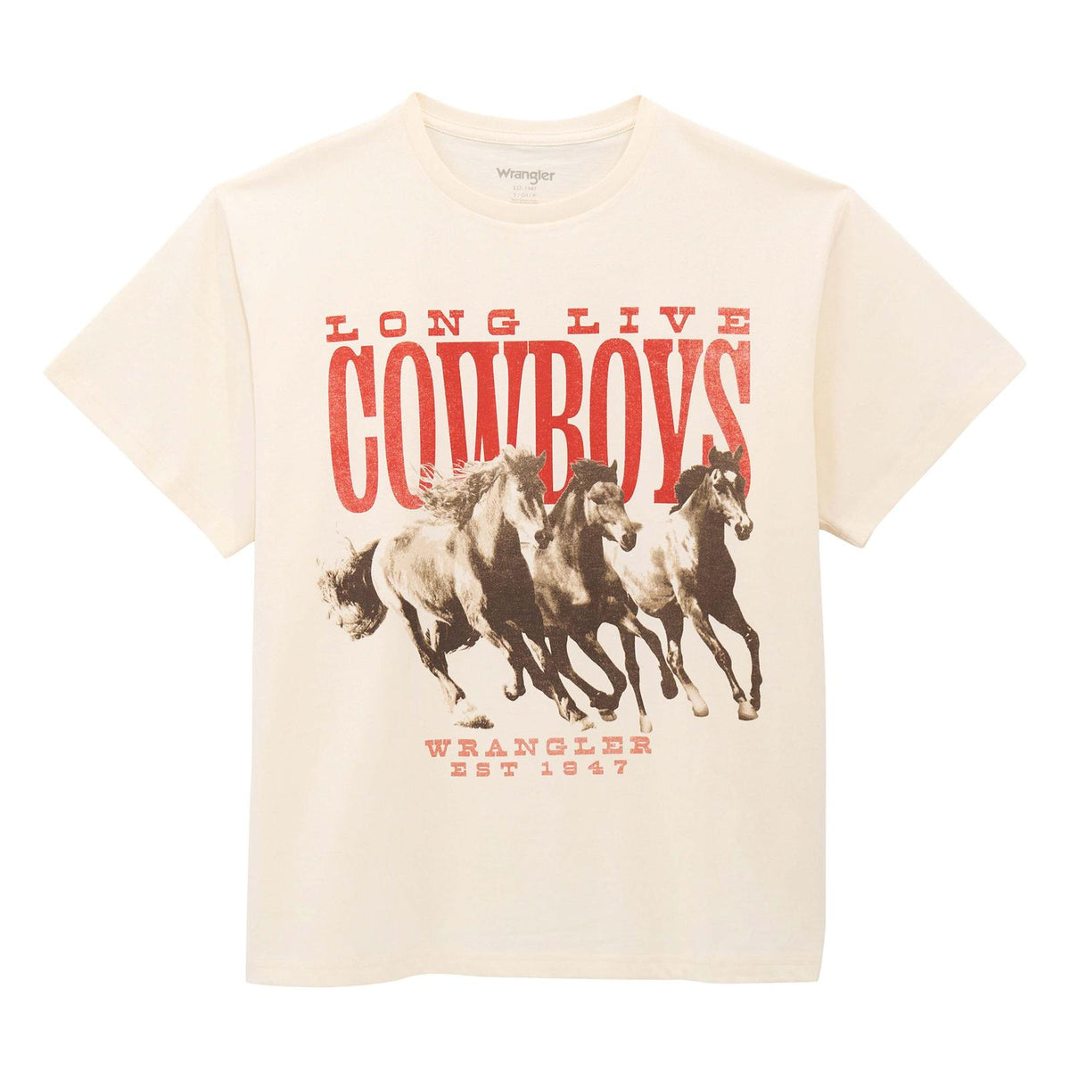 Wrangler Retro Women's S/S Stampeding Stallions Graphic Tee in Egret