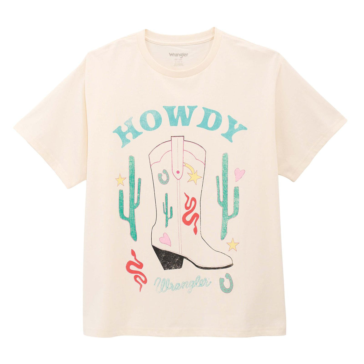 Wrangler Retro Women's S/S Howdy Boot Graphic Tee in Whisper White