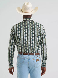 Wrangler Men's Checotah L/S Western Snap Shirt in Olivine Green