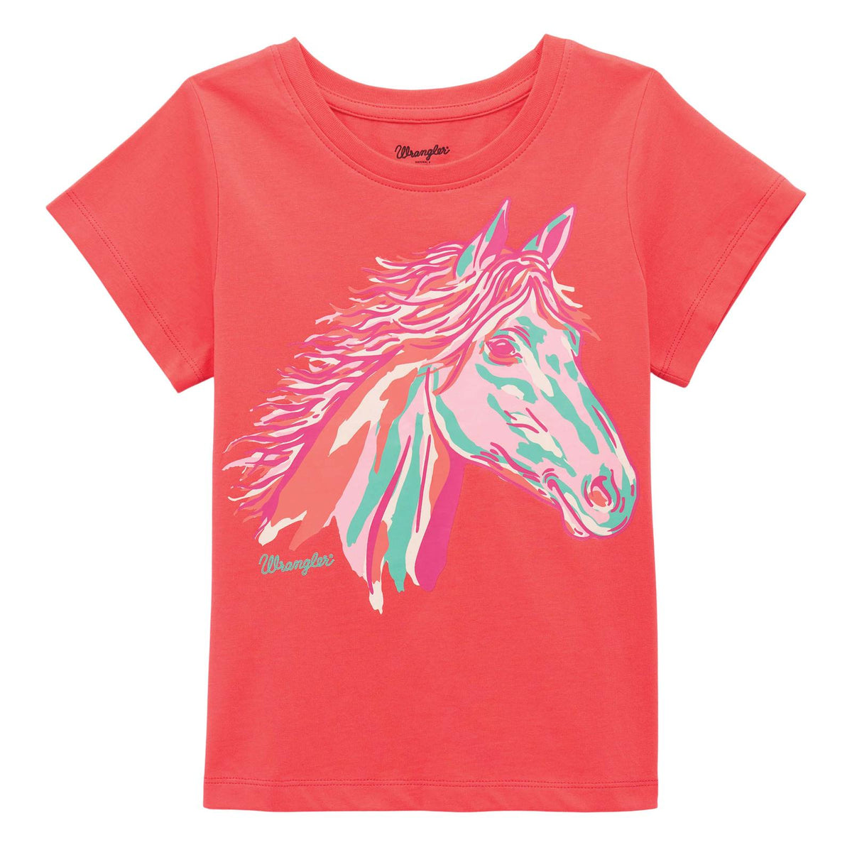 Wrangler Girl's S/S Flowing Mane Graphic Tee in Pink