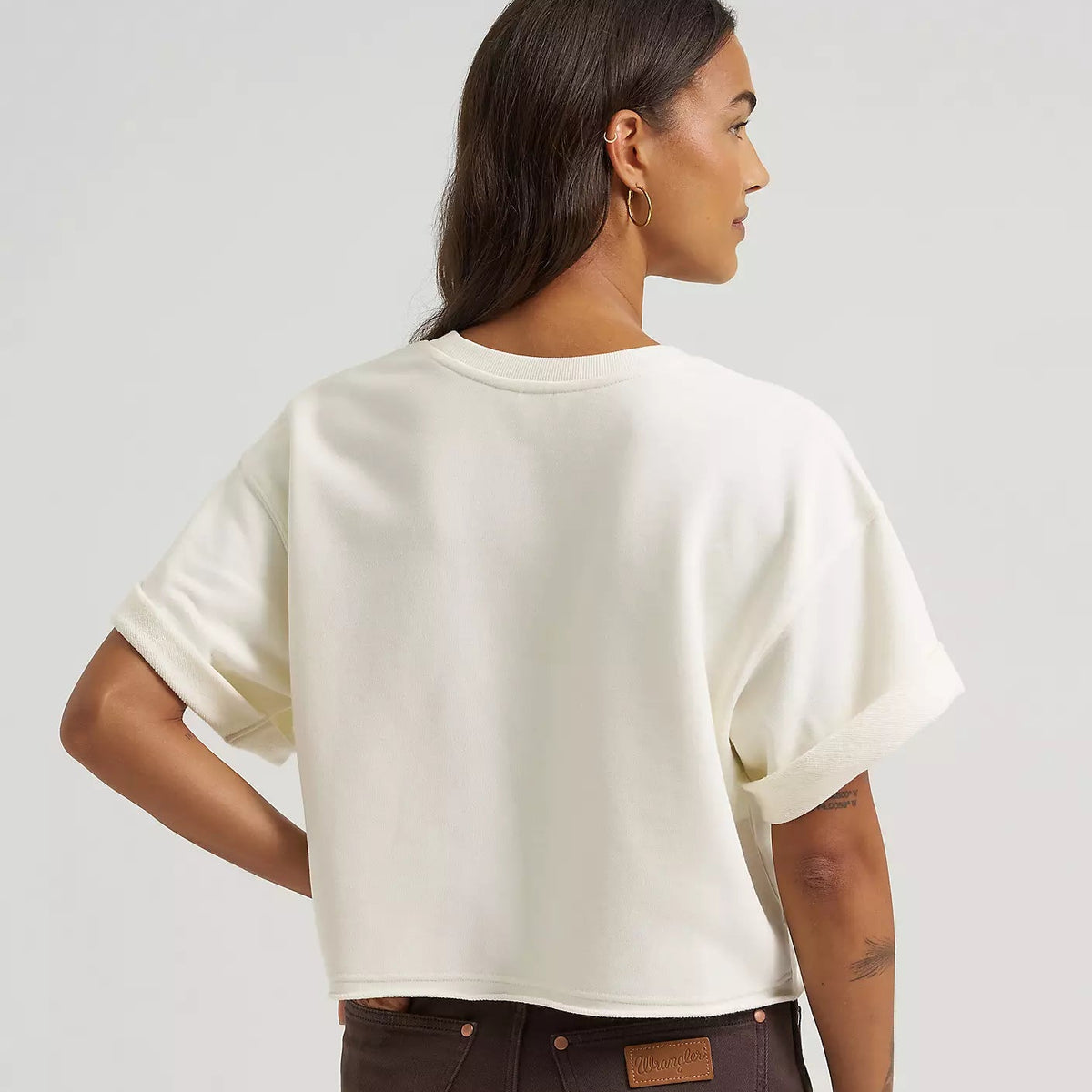 Wrangler Retro Women's Short Sleeve Crew Sweatshirt in Cream