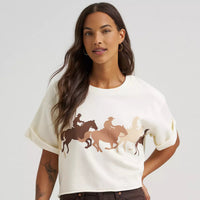 Wrangler Retro Women's Short Sleeve Crew Sweatshirt in Cream