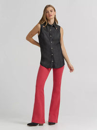 Wrangler x Lainey Wilson Women's Sleeveless Snap Shirt in Deep Black