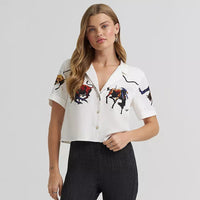 Wrangler x Lainey Wilson Women's S/S Camp Snap Shirt in White