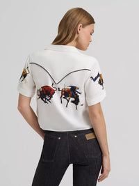 Wrangler x Lainey Wilson Women's S/S Camp Snap Shirt in White