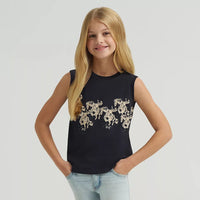 Wrangler x Lainey Wilson Girl's Cowboy Tank in Black