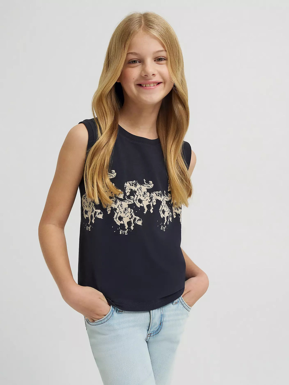 Wrangler x Lainey Wilson Girl's Cowboy Tank in Black
