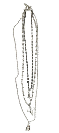 West & Co. Silver Layered Western Icons Multi-Chain Necklace