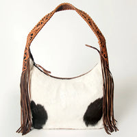 American Darling Western Fringed Floral Tooled Hair-on-Hide Leather Hobo Bag