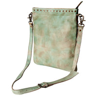 Never Mind! Western Antique Aqua Genuine Leather Crossbody Bag