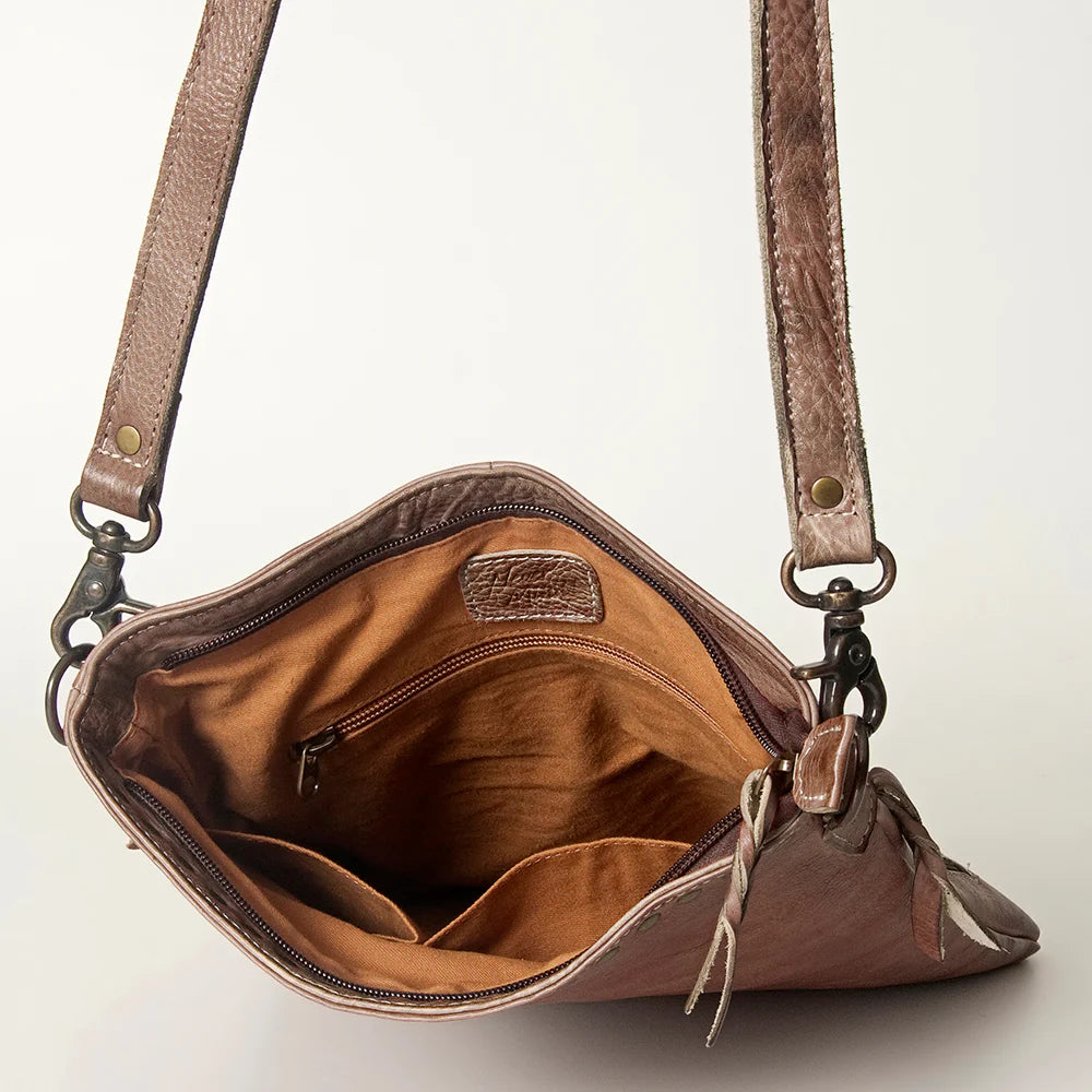 Never Mind! Western Desert Brown Genuine Leather Crossbody Bag