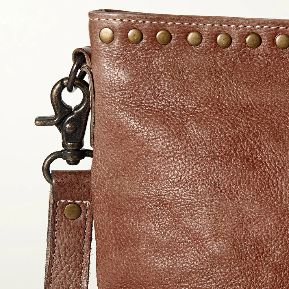 Never Mind! Western Desert Brown Genuine Leather Crossbody Bag