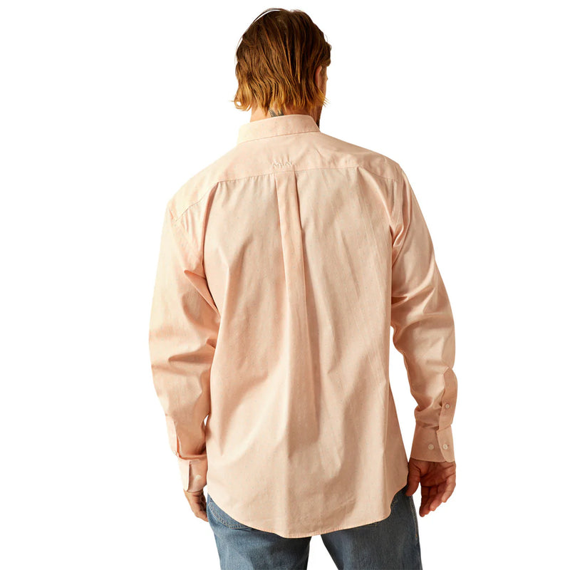 Ariat Men's Wrinkle Free L/S Classic Fit Ashton Western Button Down Shirt in Pink Geometric