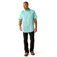 Ariat Men's S/S 360 Airflow Classic Fit Western Button Down Shirt in Blue Radiance