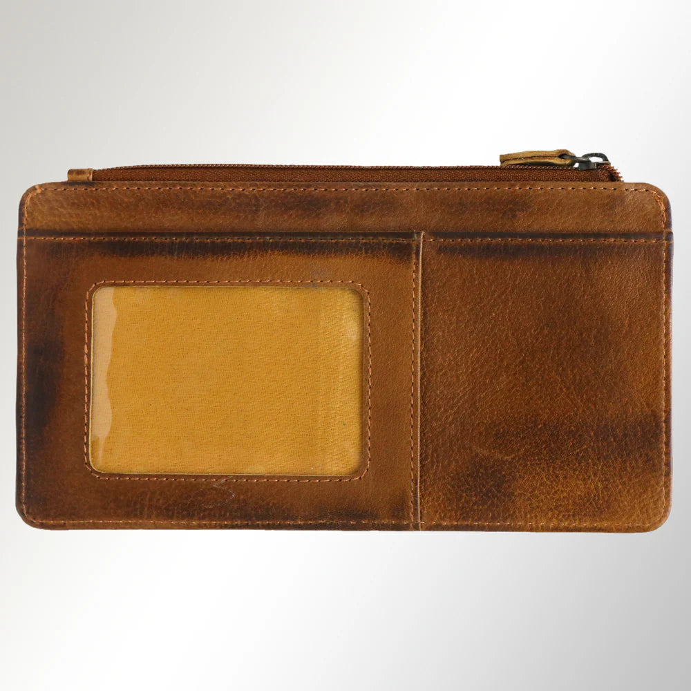 Never Mind! Western Slim Brown Genuine Leather Wallet