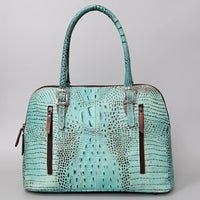 American Darling Crocodile Embossed Leather Western Tote Bag in Turquoise