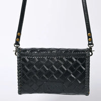 American Darling Hand Tooled Floral Leather Wallet Bag Western Purse in Black