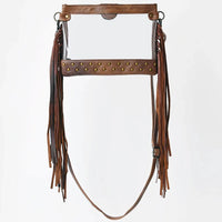 American Darling Clear Crossbody Bag with Studded Leather Trim and Fringe