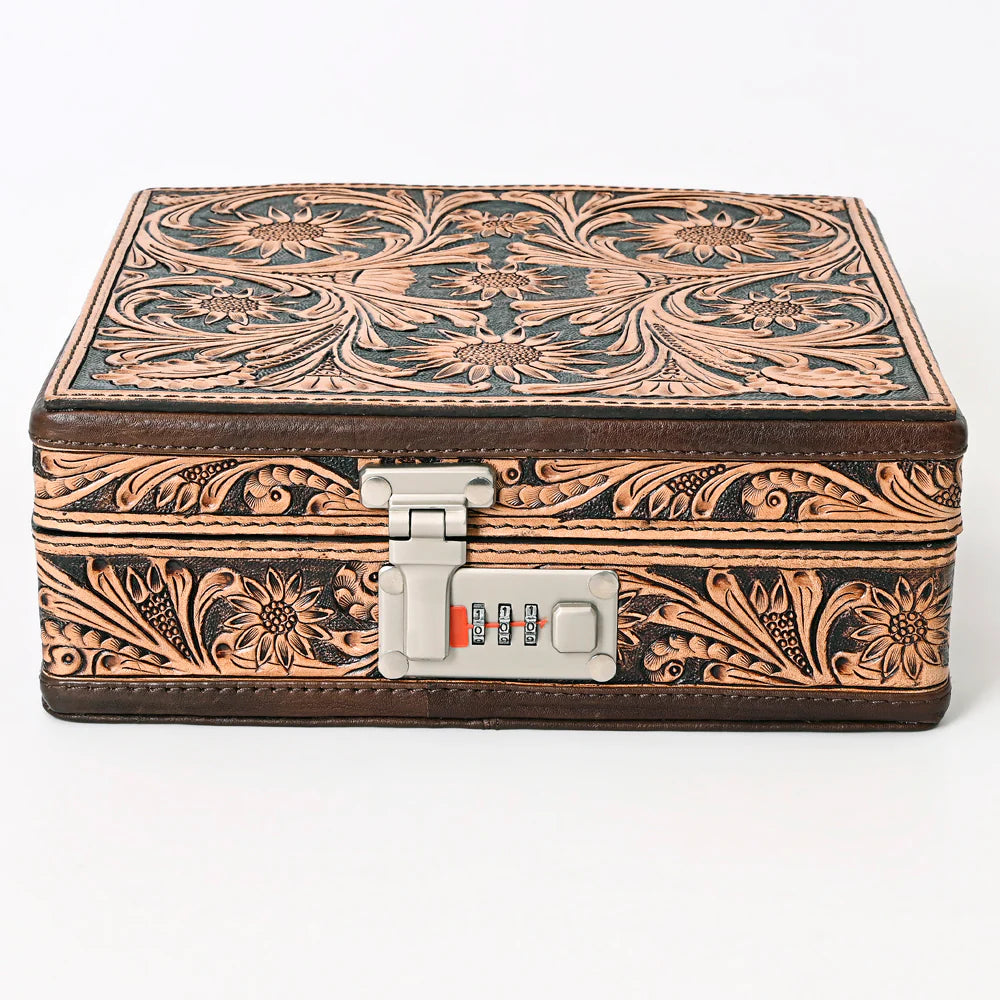 American Darling Floral Hand Tooled Leather Jewelry Box