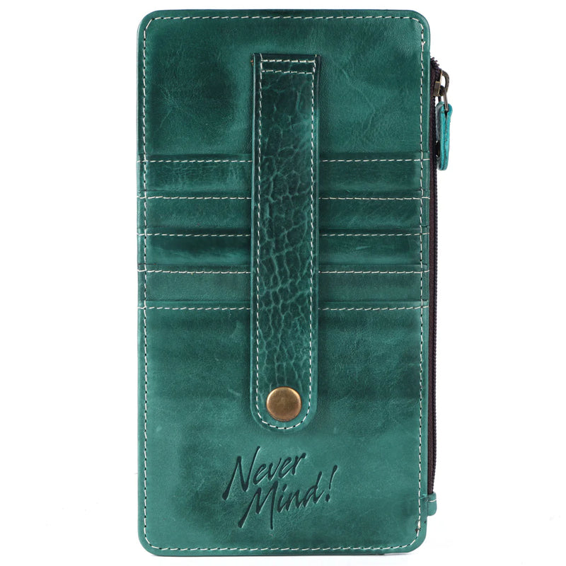 Never Mind! Western Slim Green Genuine Leather Wallet