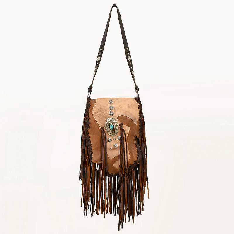 American Darling Concho & Fringe Leather Crossbody Bag