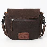 American Darling Western Boot Stitch Brown Leather Crossbody Bag