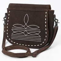 American Darling Western Boot Stitch Brown Leather Crossbody Bag