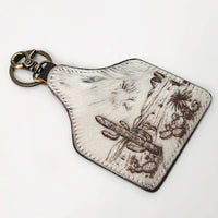 American Darling Hair On Hide Desert Cow Tag Keychain