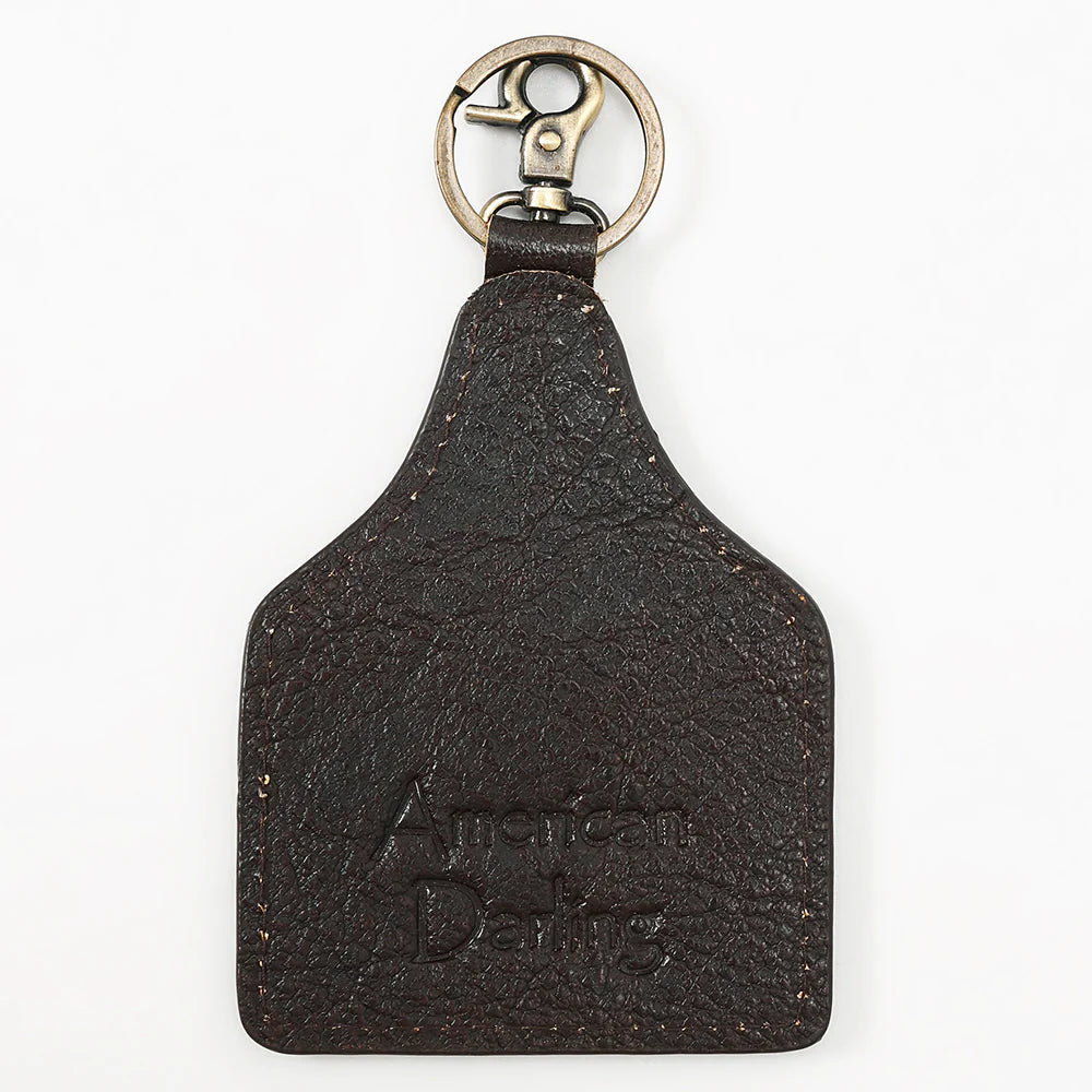 American Darling Hair On Hide Desert Cow Tag Keychain