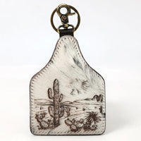 American Darling Hair On Hide Desert Cow Tag Keychain