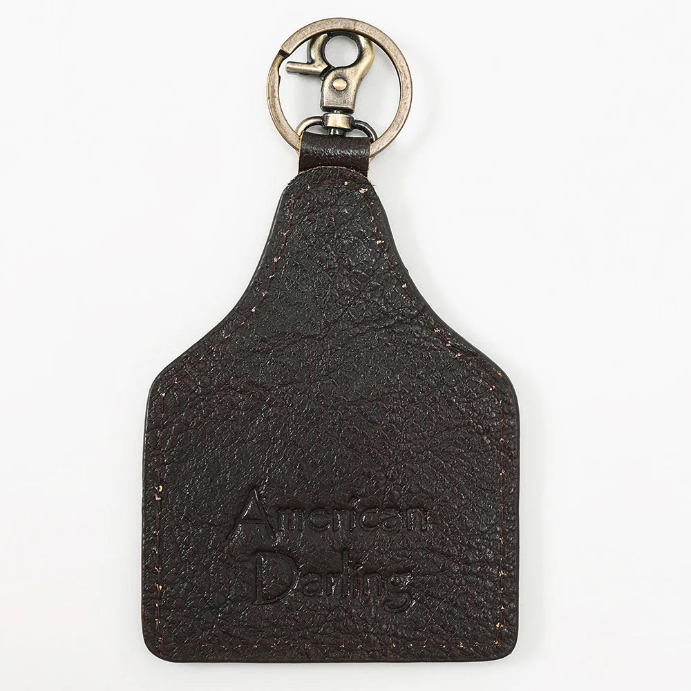 American Darling Hair On Hide Cowgirl Cow Tag Keychain
