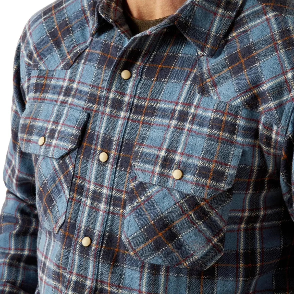 Ariat Men's Harden L/S Retro Fit Western Snap Shirt in Copen Blue Plaid