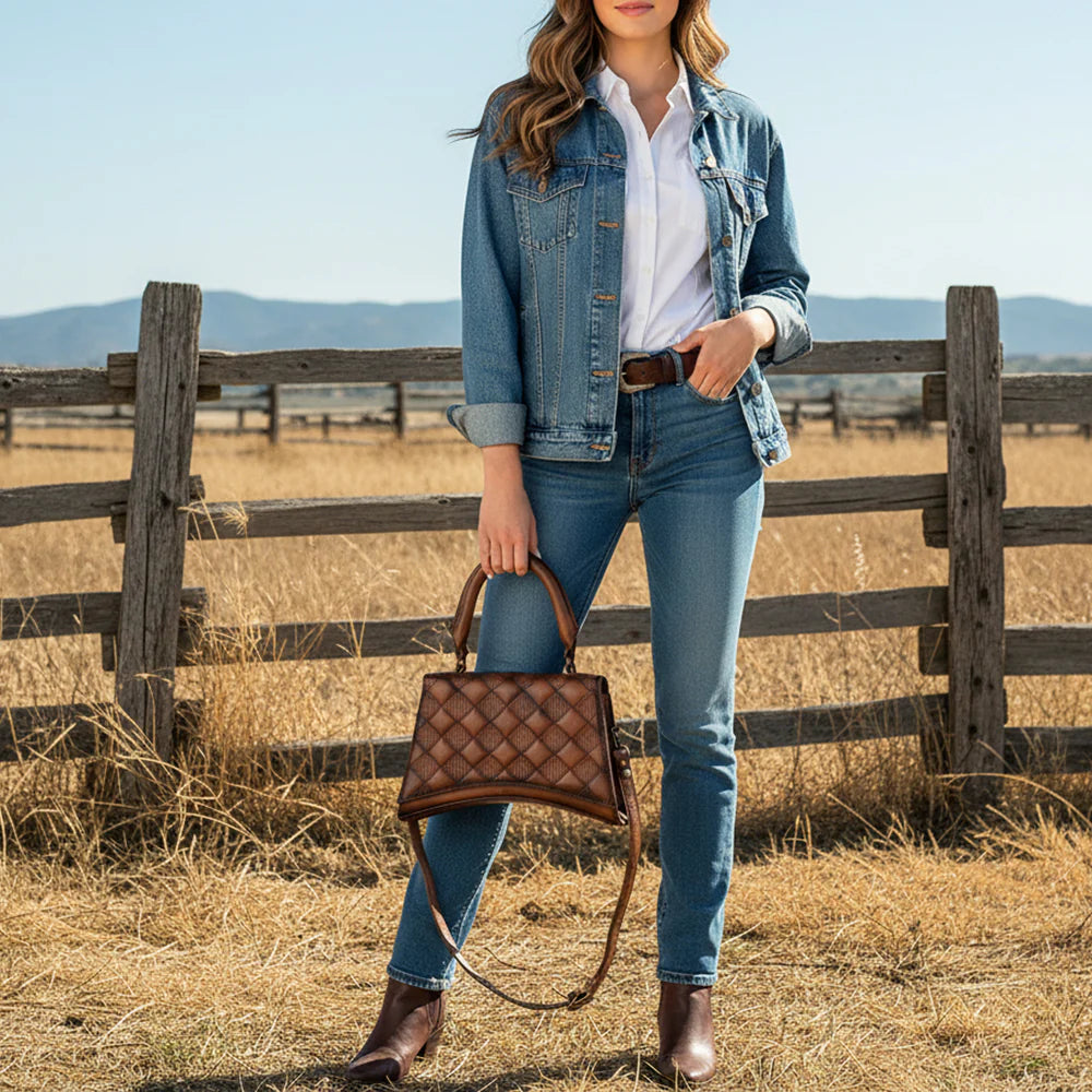 American Darling Mini Genuine Leather Western Quilted Handbag