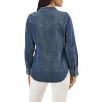 Wrangler Retro Women's Airy Vintage Cowboy Snap Shirt in Blue