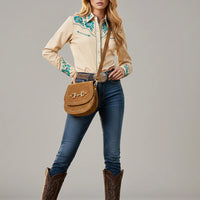 American Darling Genuine Suede Leather Mini Crossbody in Tan