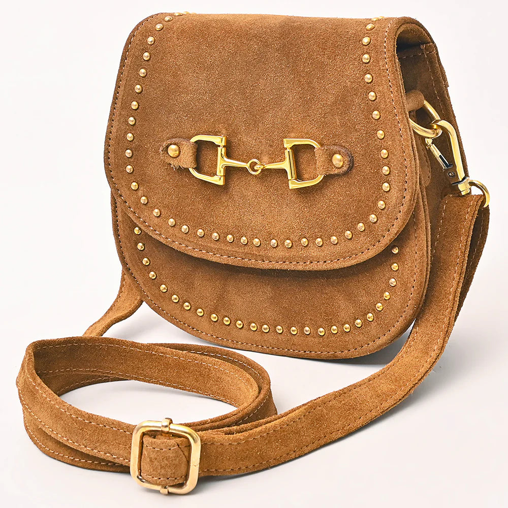 American Darling Genuine Suede Leather Mini Crossbody in Tan
