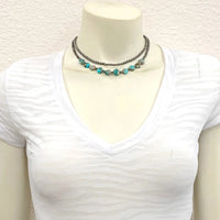 15" Handmade Round Turquoise Navajo Inspired Beaded Necklace