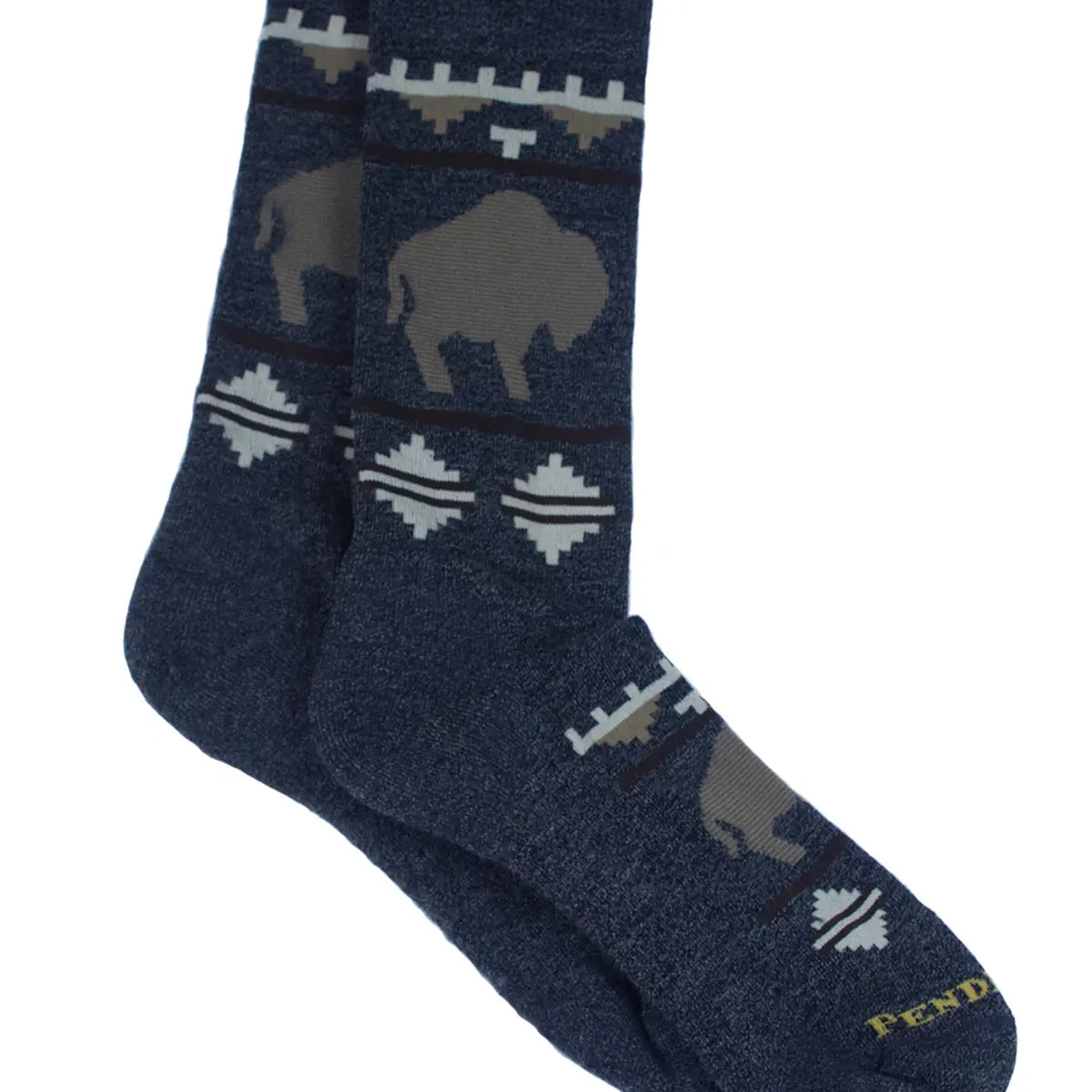 Pendleton Charcoal Roaming Bison Crew Socks