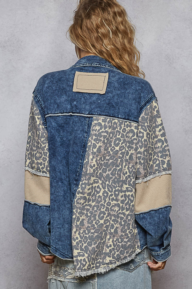 Women's Leopard and Denim Jacket