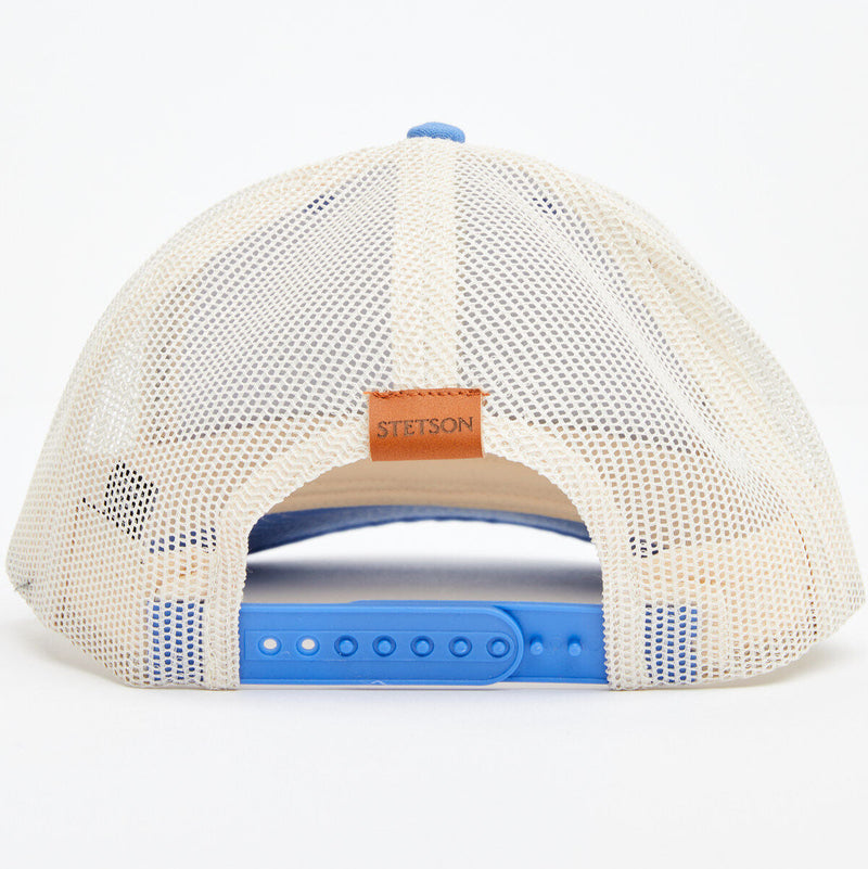 Stetson Mountain Label Patch Trucker Cap in Blue