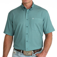 Cinch Men's S/S Arenaflex Print Western Button Down Shirt in Teal