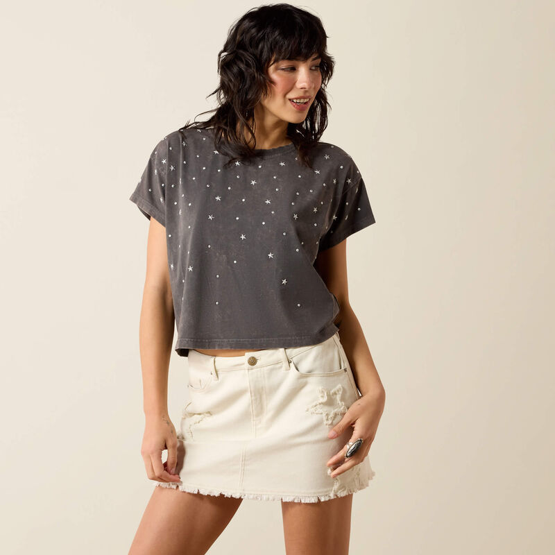 Ariat Women's Star Studded T-Shirt in Carbon Copy Grey
