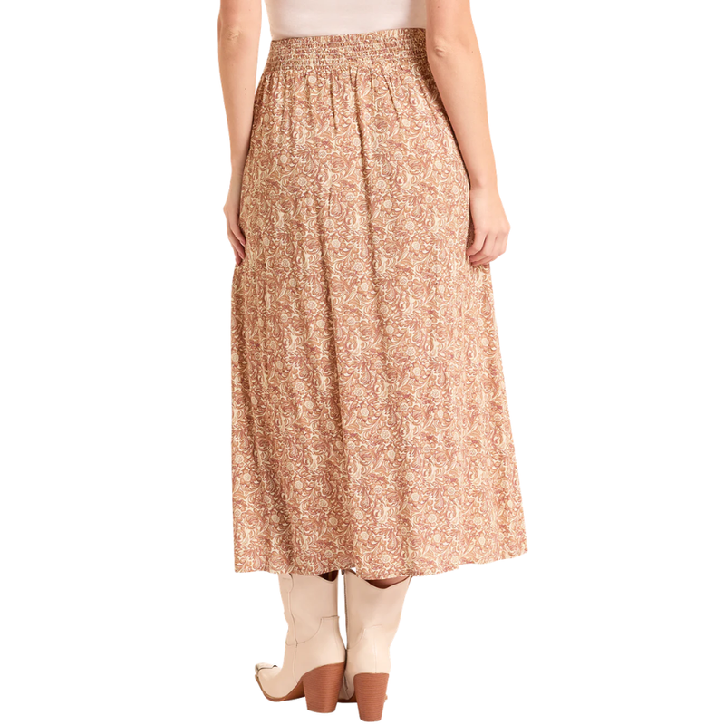 Panhandle Slim Women's Tooled Print Maxi Skirt in Tan