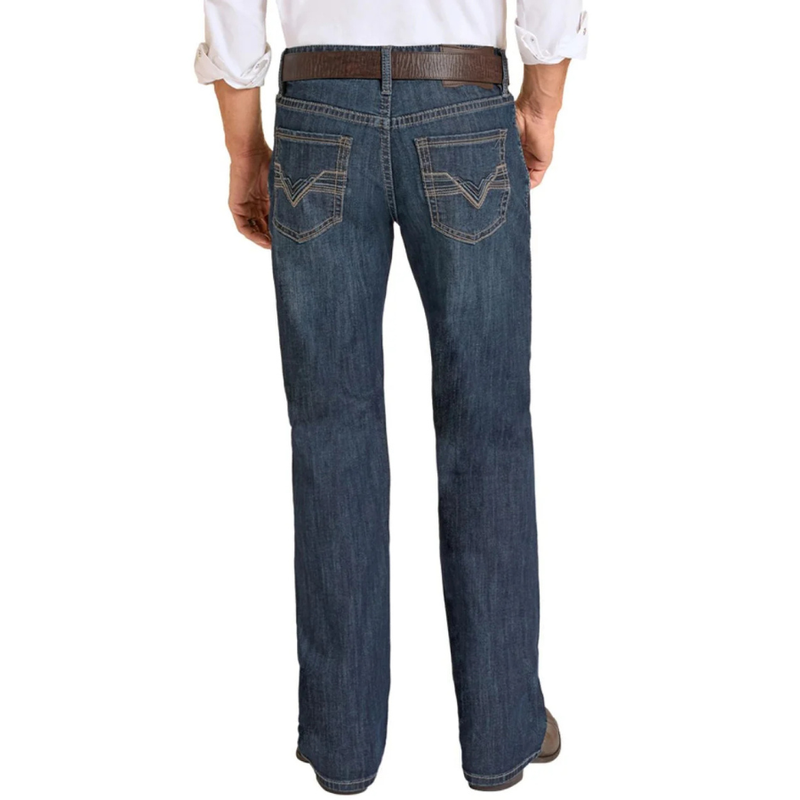 Rock & Roll Denim Men's Double Barrel Straight Leg Bootcut Jeans in Medium Wash