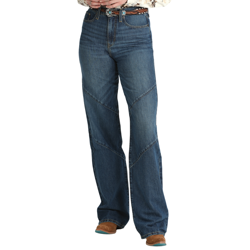 Cruel Women's High Rise Loose Fit Casey Wide Leg Jean in Mid Wash