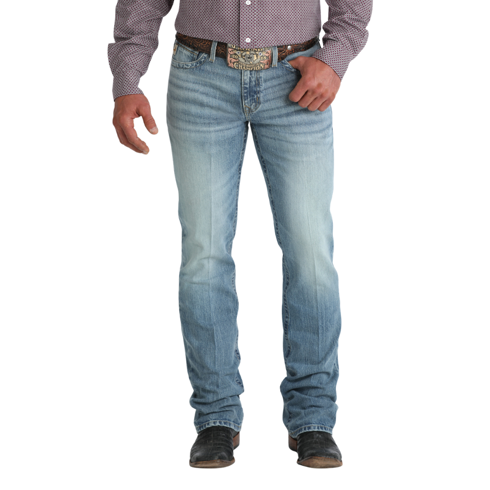 Cinch Men's Ian Slim Fit Bootcut Jean in Medium Stonewash
