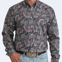 Cinch Men's L/S Classic Fit Button Down Western Shirt in Teal