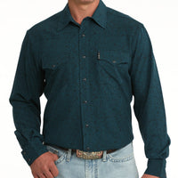 Cinch Men's L/S Modern Fit Western Button Down Shirt in Teal