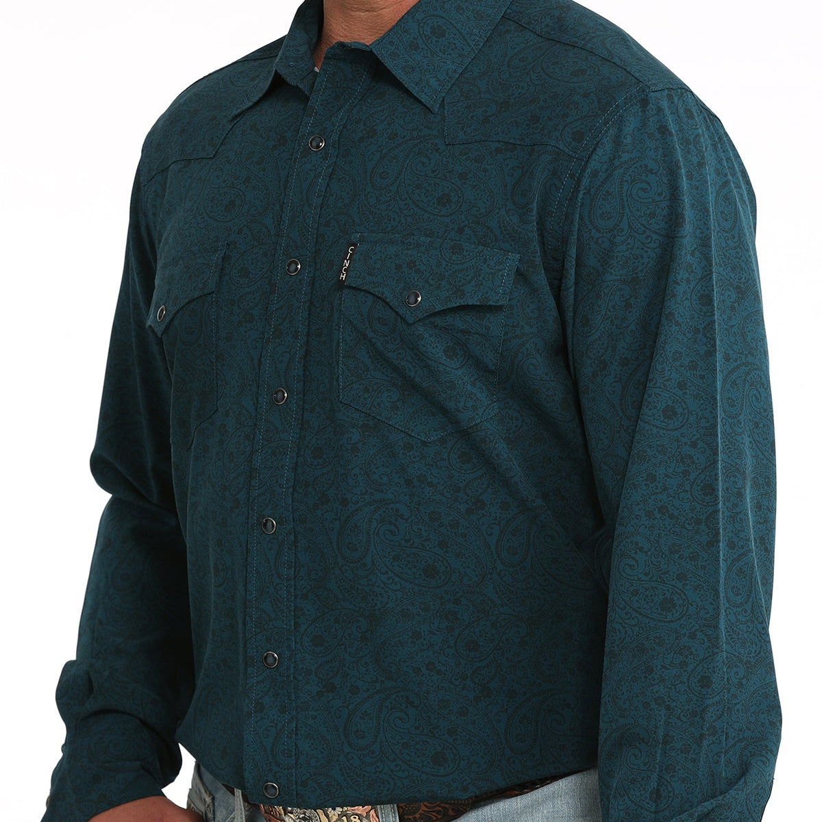 Cinch Men's L/S Modern Fit Western Button Down Shirt in Teal