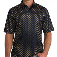 Cinch Men's S/S Arenaflex Western Print Polo in Navy